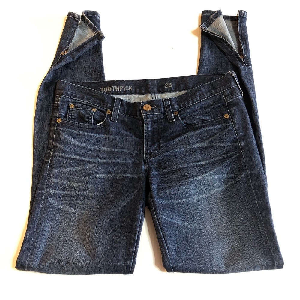 J. Crew Toothpick Skinny Ankle Zipper Jeans, 28